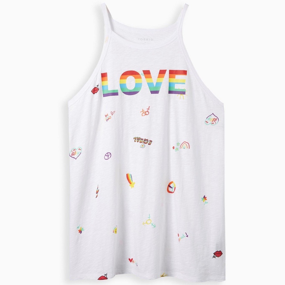 NWT Torrid 00 (M/L) Pride Love Tank Top, Women's T-Shirt Tee, Medium Large, LGBT